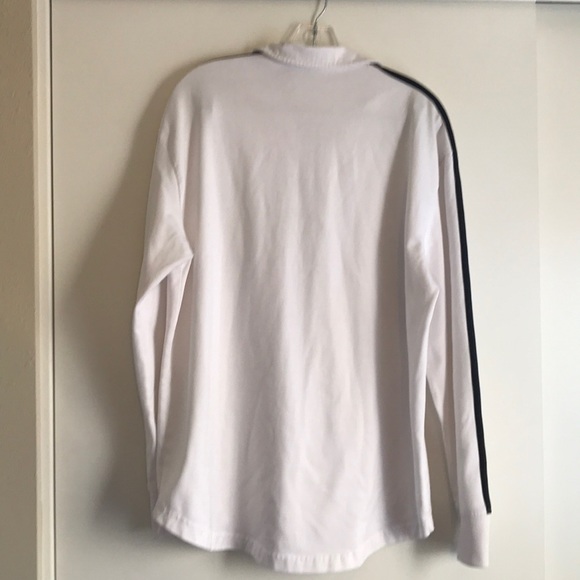 White Pull Over with Collar, Zipper,&Black Stripes - Picture 7 of 7